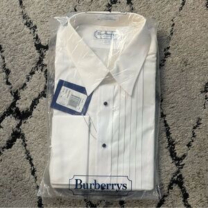 Burberry White Pleated Front Dress Shirt For Tux Vintage